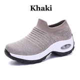 Women Tennis Shoes Breathable Mesh Height-increasing Slip-on Female Sock Footwear Outdoor Women Sneakers Thick Bottom