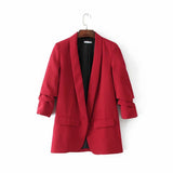 Spring Style Pleated Sleeve Sag Urban Leisure Candy Color Women's Suit Coat-Outfit
