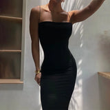 Sexy Spaghetti Strap Long Dress Women Summer Bandage Bodycon Dresses 2021 Female Black Sleeveless Night Party