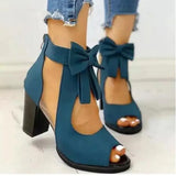 Women High Heels Summer Ladies Elegant Butterfly Knot Mesh Sandals Back Zipper Fish Mouth Party Sandalias Fashion Women