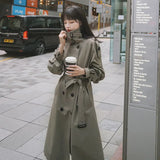 New Spring Autumn Women Trench Coat Long Double-Breasted with Belts Flaps England Style Duster Coat Cloak Female