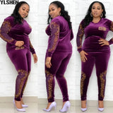 Sets For Women 2023 Long Sleeve Beading Diamonds African Elastic Bazin Baggy Pants Rock Style Dashiki Famous Suit Lady-Outfit