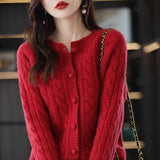 Old Money Style Casual Folded Round-Necked Vest Vest Women's Winter Sweater Coat Knitted Shoulder