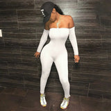 Off Shoulder Long Sleeve Jumpsuit Women Fall Clothing 2020 Sport Active Wear One Piece Outfit Bodycon Rompers