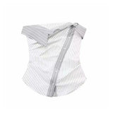 Gathered Bustier Tops for Women, Straight Neck, Side Zipper, Female Camis, Sexy Fashion-Outfit