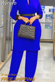 Piece Set Women Tracksuit Summer Clothes African Dresses for Women Casual Party Long Dress Tops Wide Leg Pants Suits Outfits-Outfit