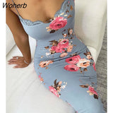 Women Sexy Lace Trim Spaghetti Strap Floral Print Dress 2022 Femme Elegant Bodycon Midi Robe Office Lady Outfits traf-Outfit