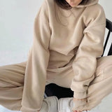 Women's Hoodie Pants Set Oversized Long Sleeve Sportwear Tracksuit Set 2021 Autumn Winter Suits On Fleece For