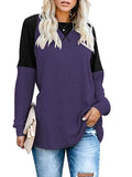 Autumn Patchwork Long Sleeved T-Shirt Fashion Loose Casual Top Women Oversized Tunic Round Neck Tee Shirt Pullovers Femme-Outfit
