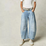 Wide Leg Baggy Jeans Women Casual Loose Mid Waist Denim Pants 90s Boyfriend Denim Bloomers Girlfriend Barrel Jeans-Outfit