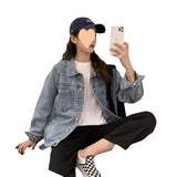 Woherb Style Denim Jacket Women's Versatile Comfort Fall 2024 New Simple Fashion Ins Fashion Jacket Jacket-Outfit