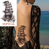 Waterproof Temporary Tattoo Sticker Pirate Ship Skull Flag Tatoo Water Transfer Fake Tatoo Flash Tatto Woman Man Kid 14.8*21