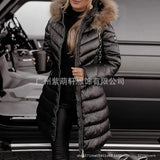 Thick Hooded Cotton Clothes Women's Long-Haired Collar Fashion Cotton Jacket Winter Cotton Clothes