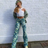 Tie Dye Pile Up Pant Women Casual Jogger Streetwear Printed Spring High Waist Fashion 2021 Pantalones Y2K Sexy