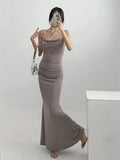 Fashion Women's Dress In Summer French Style Pure Wind Suspender Pleated Micro-Elastic Body-Fitting Hip Dress Fishtail Dress-Outfit