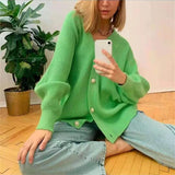 V Neck Oversized Cardigan for Women 2021 Autumn Winter Fashion Long Sleeve Knitted Casual Women's Cardigans