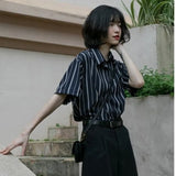 Elegant and Youth Woman Blouses Short Sleeve Striped Shirt British Style Summer Shirts for Women Fashion Retro Shirt-Outfit