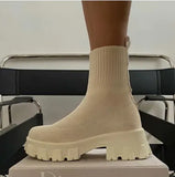 Women Boots Autumn Winter Boots Slip on Socks Shoes Women 2022 Platform Boots with Heels Botas De Mujer Knitted Botines