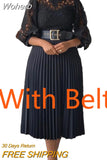 Lace Hollow Out African Dresses for Women 2023 Summer Clothes Long Pleat Dress Party White Black Elegant Robe Longue Femme-Outfit