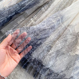 Women Spring High Waist Mid-length Gauze Skirt Casual Mesh Building Printed A-line Skirt QT1824-Outfit