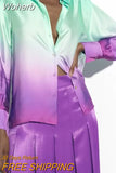 2023 Women Summer Blouses Shirts Tops Fashion Tie Dye Single Breasted Satin Female Casual Elegant Tops Clothing-Outfit