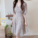 Dresses Women Summer Chic Hot Sale Soft Lady V-neck Stylish Tunic Slim Beach Simple Print Tender Sweet Holiday