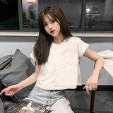Tops Short Sleeve T-shirts Women Sexy Design Print Graphic Tshirts O-neck Casual All-match Tees Korean Fashion Girls Summer-Outfit