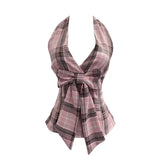 New Bow Design V-Neck Sexy Hanging Neck Sling Vest Sleeveless Top