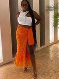 Kliou Pleated Woven Skirt For Women Harajuku Sexy Oversized Casual Clothing Irregular Shape Side Lace Casualwear Female