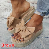 Summer Fashion Sandals Shoes Women Bow Sandals Slipper Indoor Outdoor Flip-flops Beach Shoes Female Slippers Plus