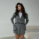 Knitted Sweater Set Hottie Simple Cardigan Ass Skirt Set Winter Two-Piece
