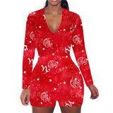 hirigin Zodiac Signs Bodysuit Sexy Women Long Sleeve Bodycon Pajama Romper Women Shorts Leotard Playsuit Overalls