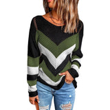 Winter Loose Casual Patchwork Sweater Women Round Neck Streetwear All-match Knitting Jumper Ladies Trend Pullover Top-Outfit