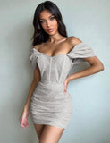 Sexy Off Sholder Short Sleeve Ruched Party