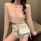 Women Solid Color Loose Crop Top Female Thin Breathable Clothing All-match High Street Cool Hip-hop Leisure Lady