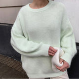 And Winter Ins Style Imitation Marince Sweater Women Lazy Style Temperament Loose Ultra-Soft Knitted Tops