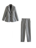 2023 Women Spring Summer Pant Suits 2 pieces sets Fashion Solid Blazers Suit Coats and Trousers Female Casual Clothing-Outfit