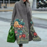 New 2025 Autumn Women's Long-Sleeved Collar Coat Prints The Long