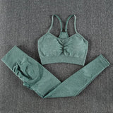Seamless Gym Two Piece Set Women High Stretchy Tracksuit Women Sports High Waist Leggings Workout Pants Sets