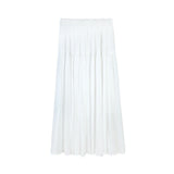 Spring Summer Slub Cotton Linen Midi Length A-Line Skirt Women High Waist Casual Eight Colors Skirt With Big Swing QT1737-Outfit