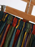 Spring Summer Women High-waisted Vertical Striped Skirts Women Chiffon Midi A-line Skirt With Big Swing QT1718-Outfit
