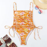 2025 New Swimsuit Print Holiday Style Drawstring Skinny Sexy Bikini