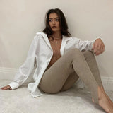 Ribbed Knit Leggings Women High Waist Cotton Fitness Basic Pants Casual Spring New Female Skinny Leggings 27521P-Outfit