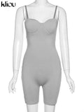 Kliou Body-Shaping Rompers Women Popular Classy Sheath Slim Sexy Cleavage Party Playsuit Solid Strapless Camisole Clubwear