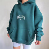 Women's Casual Fashion Letter Prints With Long-Sleeved Hooded Hoodie
