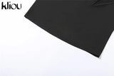 Kliou Sexy Hollow Out Mini Dress Women Solid Unique Design Long Sleeve Backless Body-Shaping Cleavage Hip Skirt Female