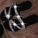 Summer Flat Bling Slippers Casual Flip Flops Non-Slip Outdoor Beach Slides Sandals Sexy Crystal Slippers Shoes Ladies