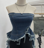 Shooting Spice Girls Irregularly Brush Chest To Make Old Hair Edge Open Short Sleeveless Top Sling Sling Vest
