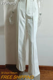 High Waisted Casual White Trousers Women Brown Stright Pants Office Lady Korean Style Women 2023 Pantalones De Mujer-Outfit