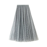 Sky Half Dress Girl Autumn Winter Dress Fairy A Word Ponp Long Skirt Glie Star Mesh Dress